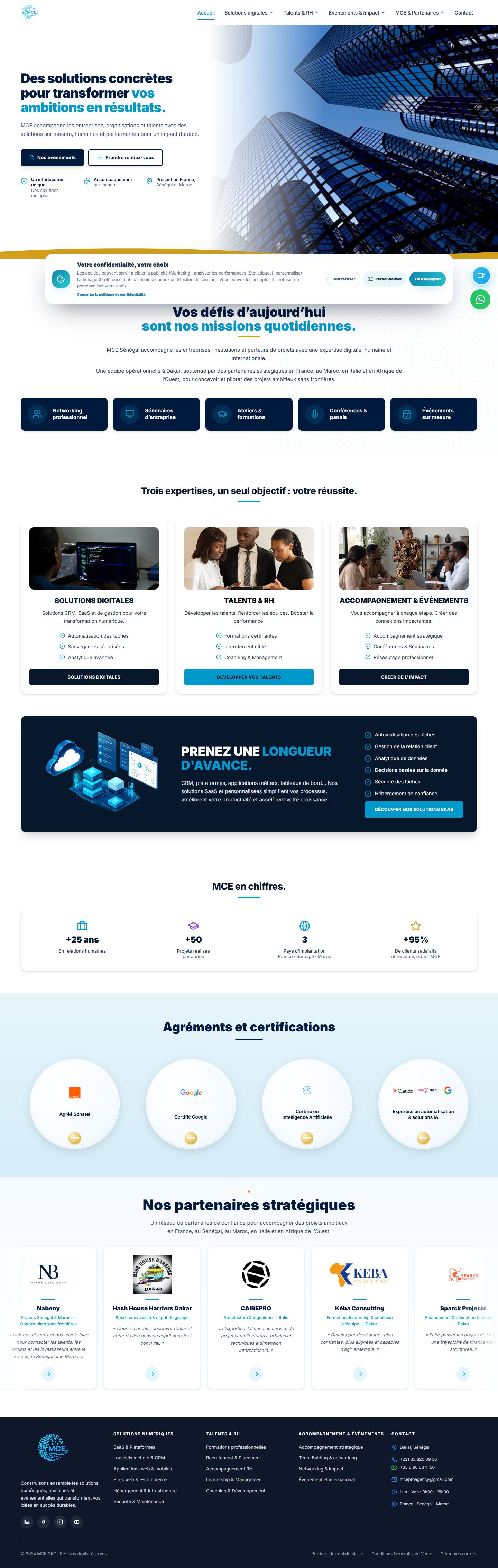 Aperçu du site officiel MCE Afrika